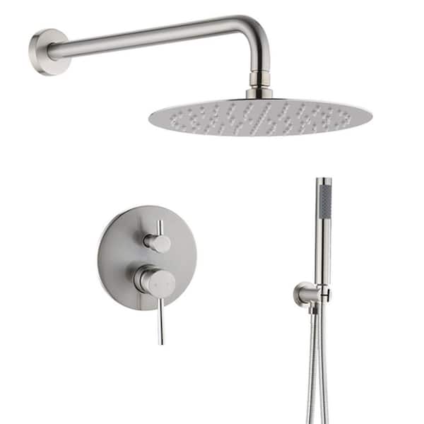 Single Handle 2 Spray Patterns Shower Faucet 2.0 GPM with Pressure Balance Valve in Brushed Nickel