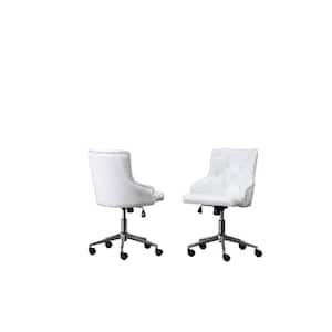 Olivia White Faux Leather Adjustable Office Chairs