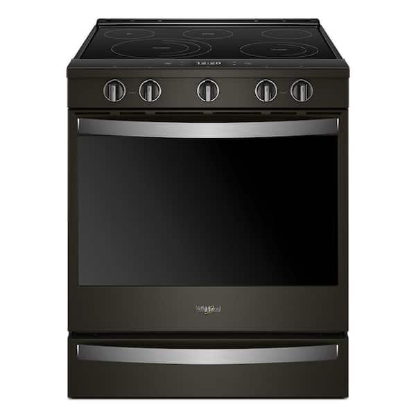 Whirlpool 6.4 cu. ft. Smart Slide-In Electric Range with Scan-to-Cook Technology in Fingerprint Resistant Black Stainless