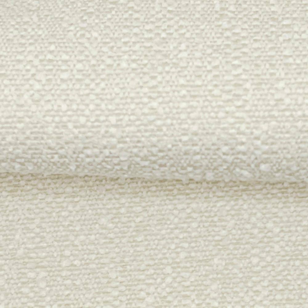 Ivory Boucle Square Ottoman with Rubberwood Frame