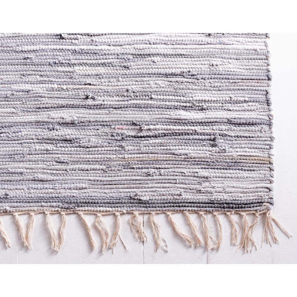 Handmade Gray Stripe Cotton Reversible Runner Rug