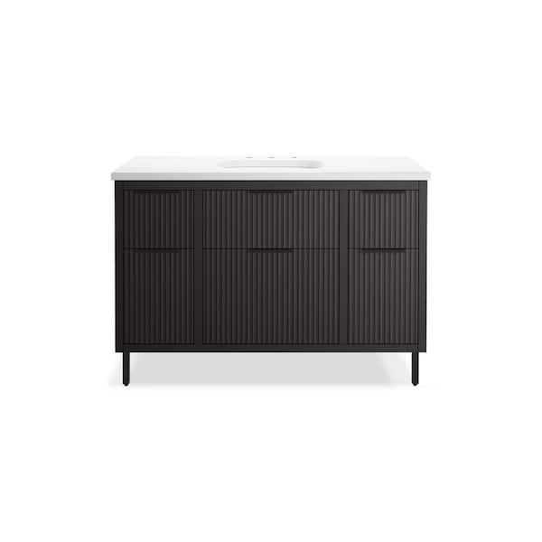 KOHLER Spacity 48 in. Single Sink Floating Dark Steel Bath Vanity with White Quartz Top Assembled