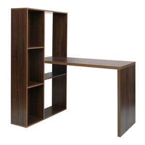 47.2 in. L-shaped Retro Brown MDF Computer Desk with 5 Opening Shelves