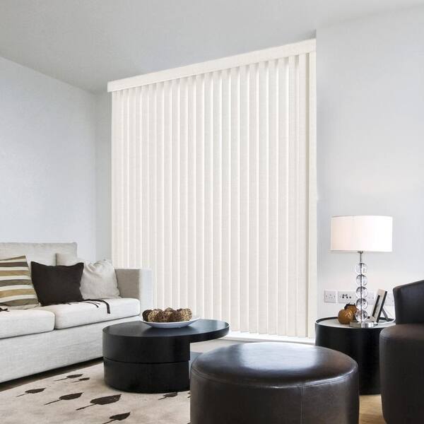 Hampton Bay Linen White Cordless Textured Vertical Louvers (9 Pack) - 3.5 in. W x 65.5 in. L (Actual Size 3.5 in. W x 64 in. L )
