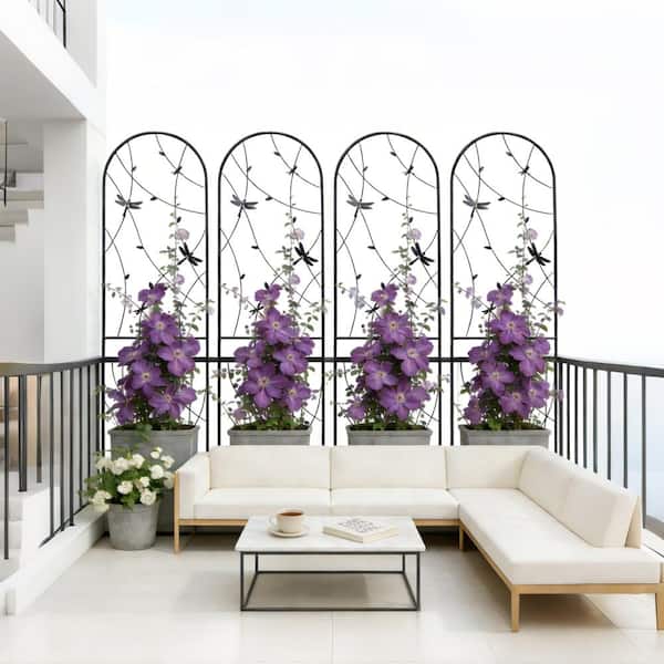 Primehome 86.7x19.7 in Black Outdoor Metal Rustproof Garden