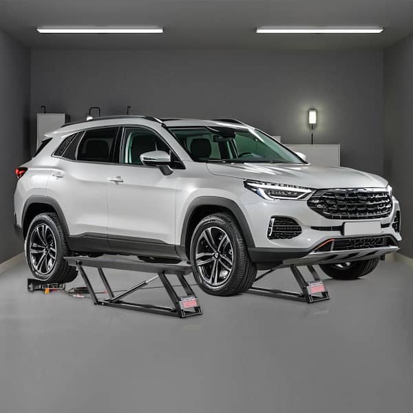 7000 lbs. Portable Car Lift, Adjustable 3-Level Design with 29.4 in. Lift Height Remote Control and Auto Lock System