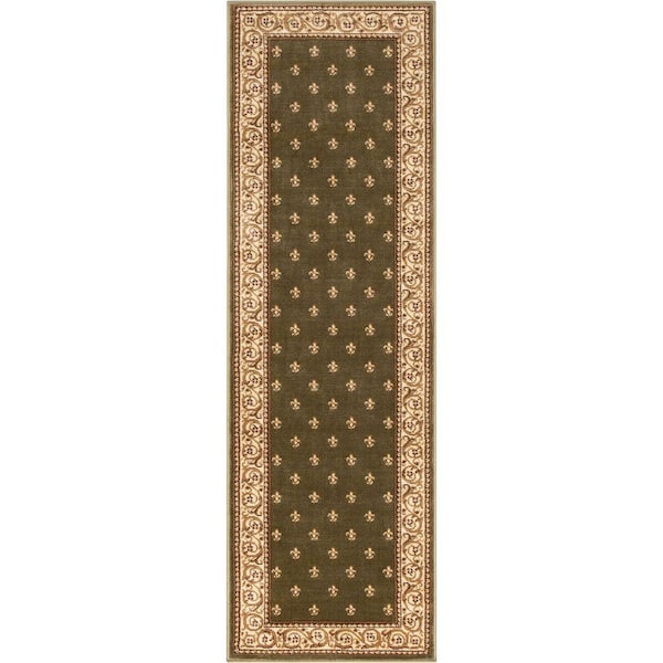 Barclay Fleur De Lis Elegance Traditional Oriental, Green 2 ft. 3 in. x 7 ft. 3 in. Runner Area Rug