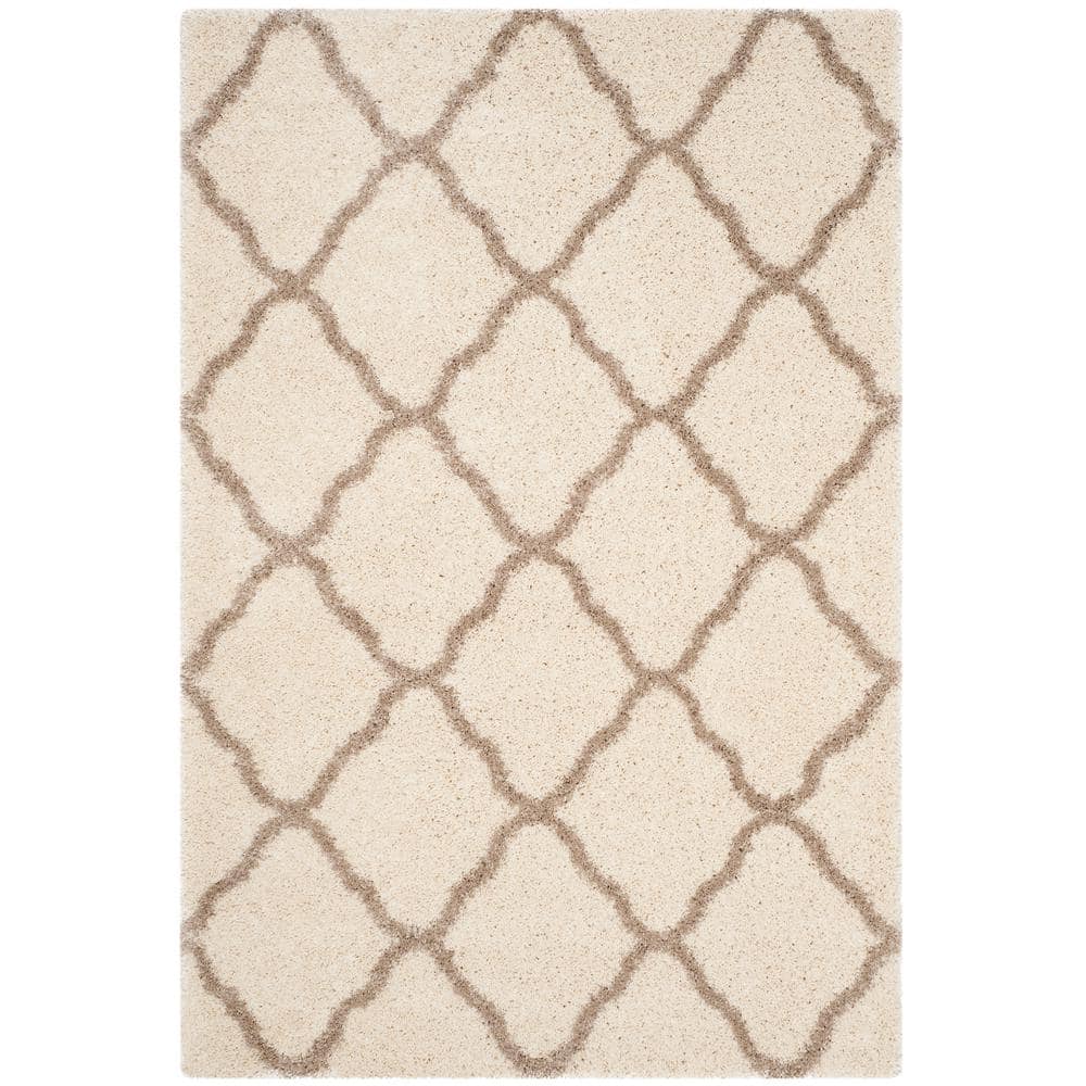 Hudson Shag Ivory/Beige 6 ft. x 9 ft. Geometric Diamond Trellis Area Rug price history on PriceWatchPro