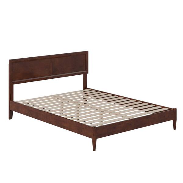 AFI Sophia Walnut Brown Solid Wood Frame Queen Low Profile Platform Bed ...