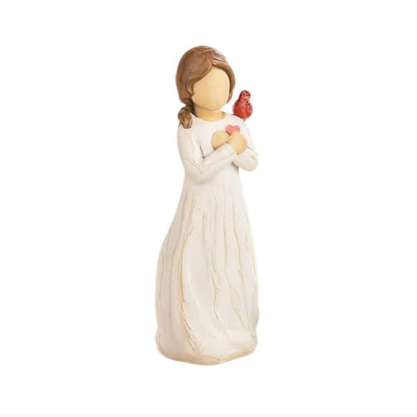 White 1.7 in. x 4.9 in. Resin Angel Cardinal Figurine