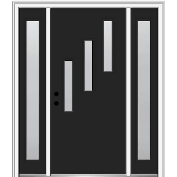 MMI Door 64.5 in. x 81.75 in. Davina Right-Hand Inswing 3-Lite Frosted Modern Painted Steel Prehung Front Door with Sidelites
