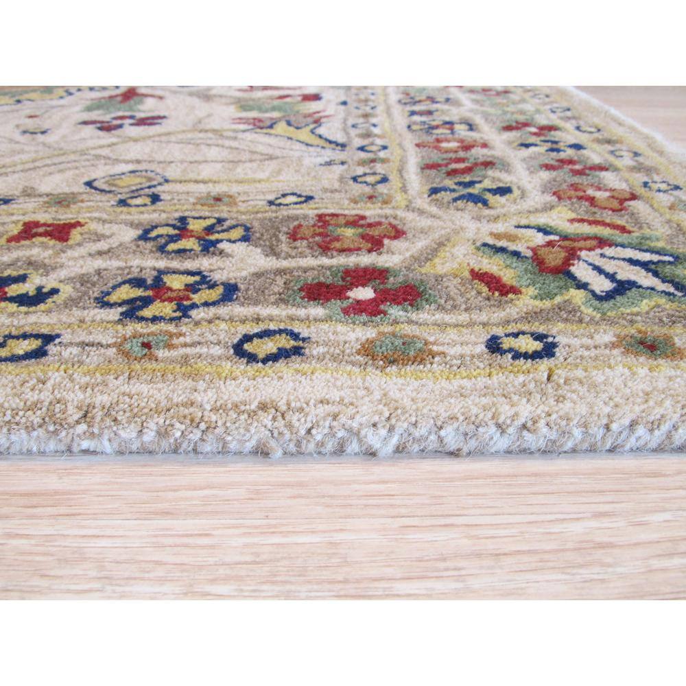 Ivory and Multicolor Hand-Tufted Wool 4' x 6' Area Rug
