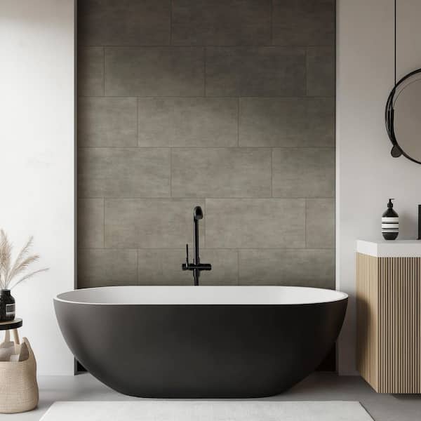 Gridscale Concrete 12 in. x 24 in. Matte Ceramic Floor and Wall Tile (16 sq. ft./Case)
