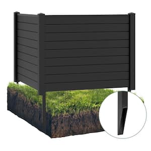 3.1 ft. x 4 ft, Black Privacy Framed Flat Outdoor Vinyl Fence Panel Decorative Fence Trash Enclosure and Air Conditioner