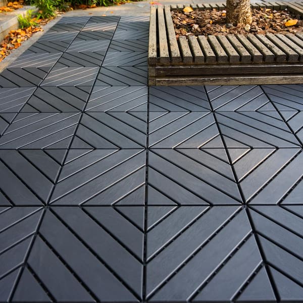 Sudzendf 1 ft. x 1 ft. Outdoor Square Waterproof Deck Tile in Gray, All Weather Use ( 44 Per Case)