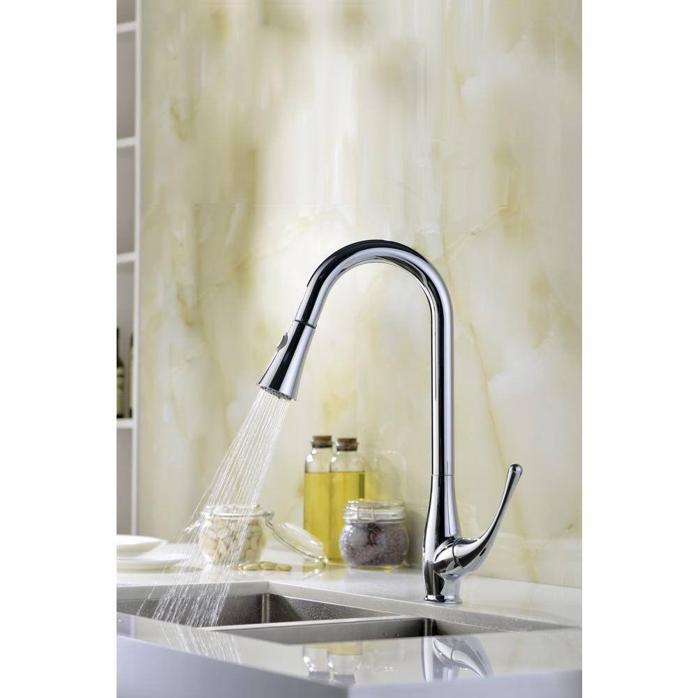 Polished Chrome Pull-Down Kitchen Faucet with Spray