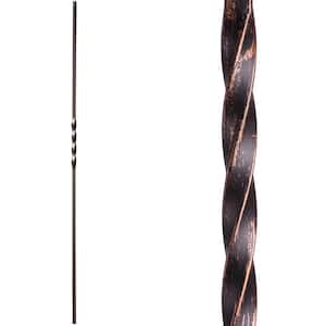 Twist and Basket 44 in. x 0.5 in. Oil Rubbed Bronze Single Twist Solid Wrought Iron Baluster