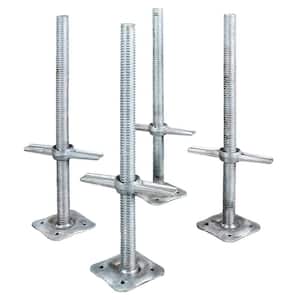 24 in. Adjustable Scaffold Leveling Jack in Galvanized Steel with Heavy Duty Base Plate and Wing Nut Screw (4-Pack)