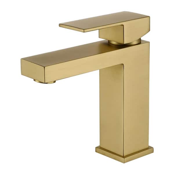 Flynama Single-Handle Single Hole Bathroom Faucet in Brushed Gold
