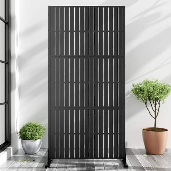 72 in. H x 35 in. W Wall Sculptures Outdoor Privacy Screens Garden Fence in Black