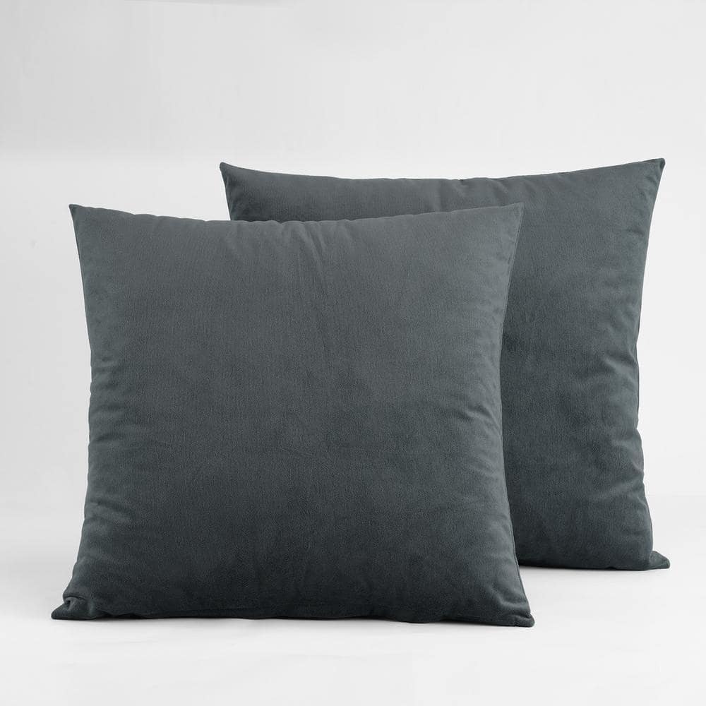 Distance Blue Gray Velvet Euro Throw Pillow Covers