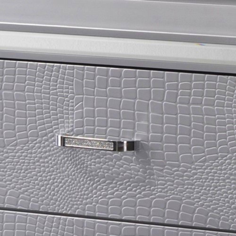Lillian Textured Gray 2-Drawer Nightstand with Mirror Accents