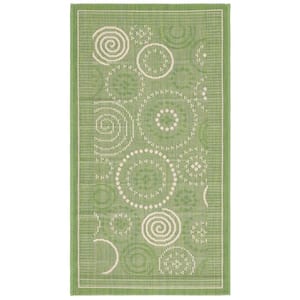 Courtyard Olive/Natural 2 ft. x 4 ft. Border Indoor/Outdoor Patio Area Rug