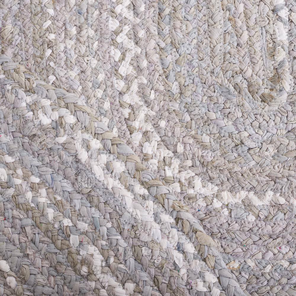 Handmade Light Gray Braided Cotton Oval Area Rug