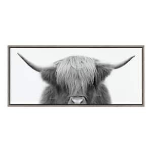 Hey Dude Highland Cow by The Creative Bunch Studio Framed Animal Canvas Wall Art Print 40.00 in. x 18.00 in.