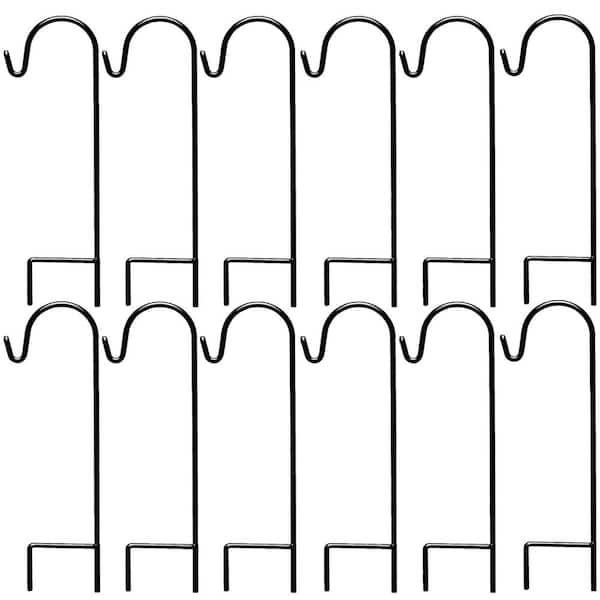 Ashman Online 25 in. Black Metal Outdoor Shepherd Hook (12-Pack)