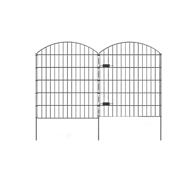 Angel Sar 14.75 ft. Black Metal Garden Gate and Fences Outdoor, Heavy-Duty Fencing for The Yard Privacy Temporary Animal Barrier