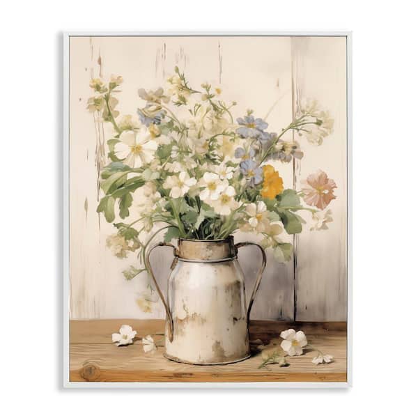 Country Canister Bouquet by Arlington Prints White Framed Nature Giclee Art Print 30 in. x 24 in.