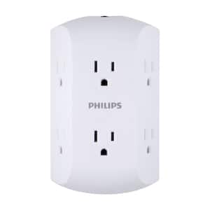 Factureerbaar Gevoelig vergiftigen Philips Grounded 6-Outlet Wall Tap Adapter with Resettable Circuit Breaker  SPS1460WH/37 - The Home Depot