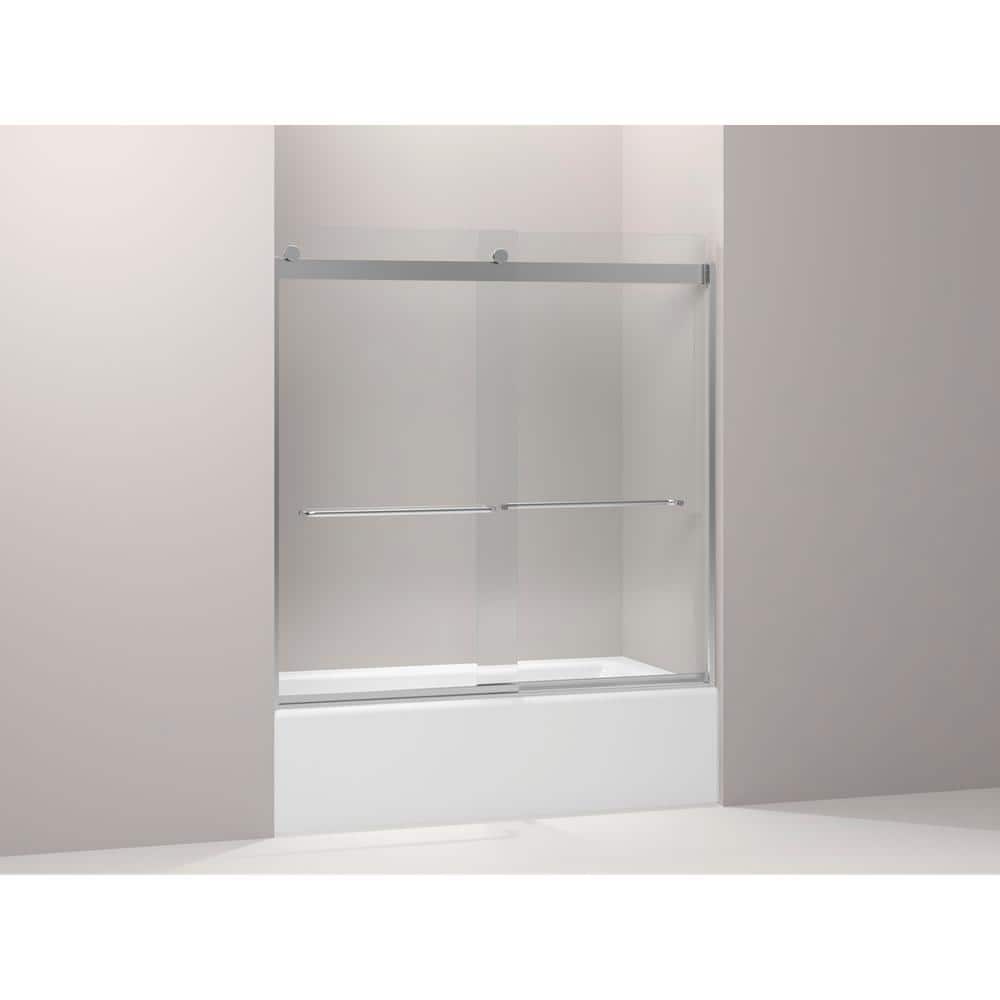 Levity 57" x 60" Silver Frameless Sliding Bath Door