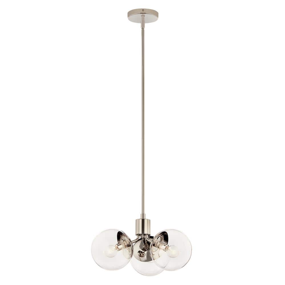 Silvarious 16.5 in. 3-Light Polished Nickel Modern Clear Glass Shaded Convertible Chandelier for Dining Room price history on PriceWatchPro