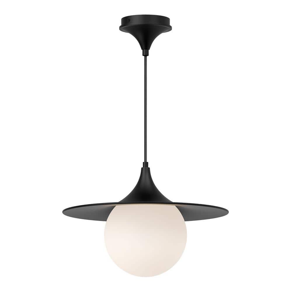Fuji 60-Watt 1 Matte Black/Opal Glass Pendant Light price history on PriceWatchPro