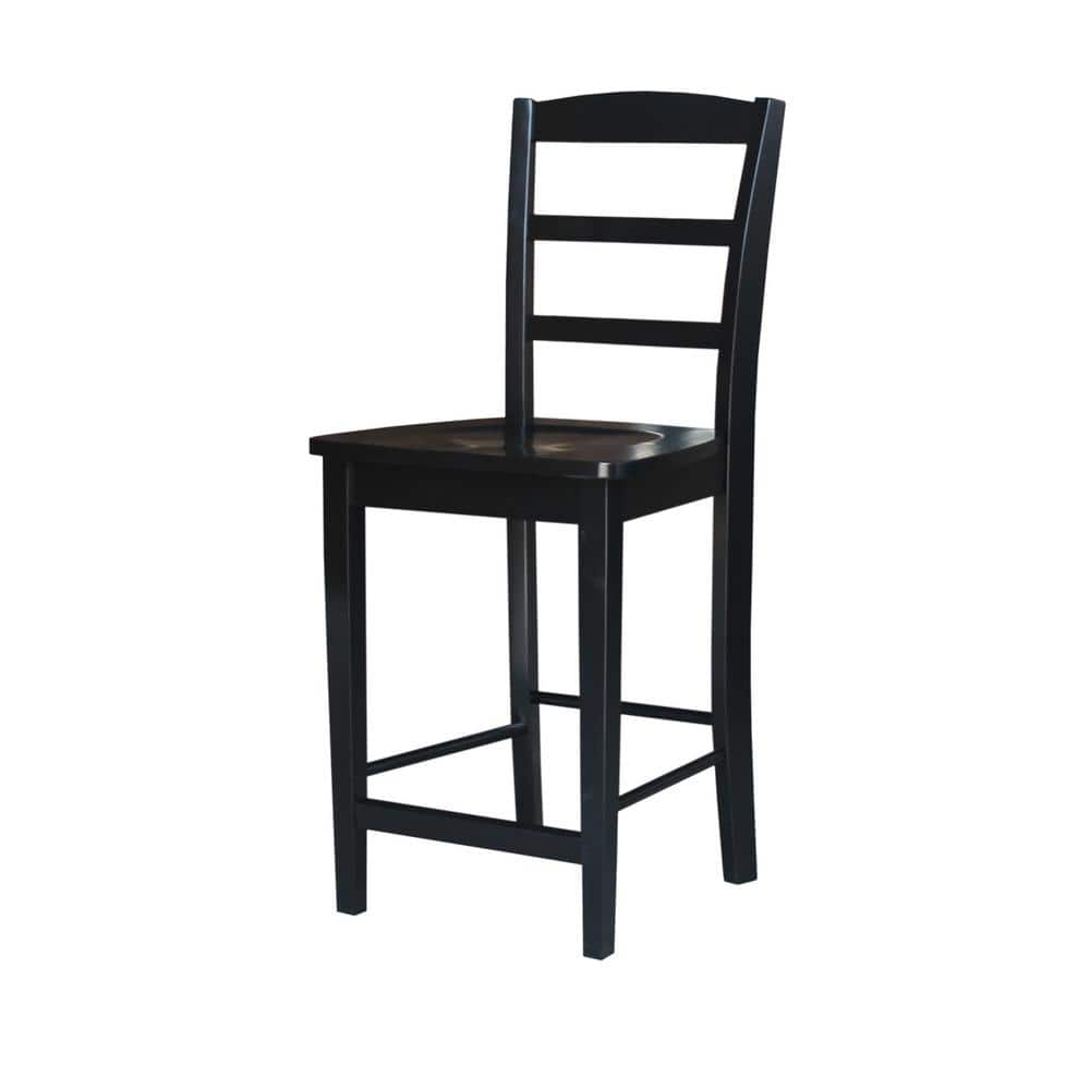 Black Solid Wood Counter Height Dining Set with Ladderback Chairs