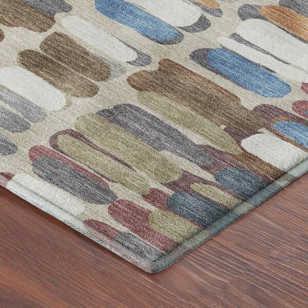Mayfield Premium Machine Washable Abstract AMF2349 Copper 8 ft. x 8 ft. Round Rug