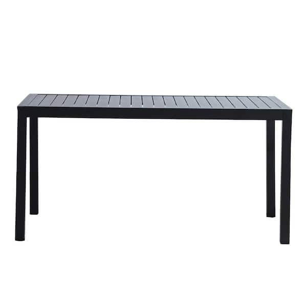 TIRAMISUBEST 59 in. x 36.61 in. x 29.13 in. Black Rectangle Aluminum Outdoor Dining Table