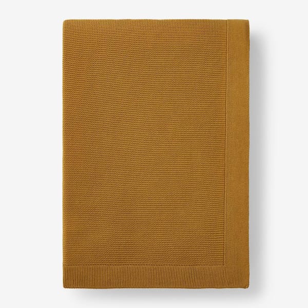 Classic All Season Breathable Cotton Knit Gold Cotton Full/Queen Blanket