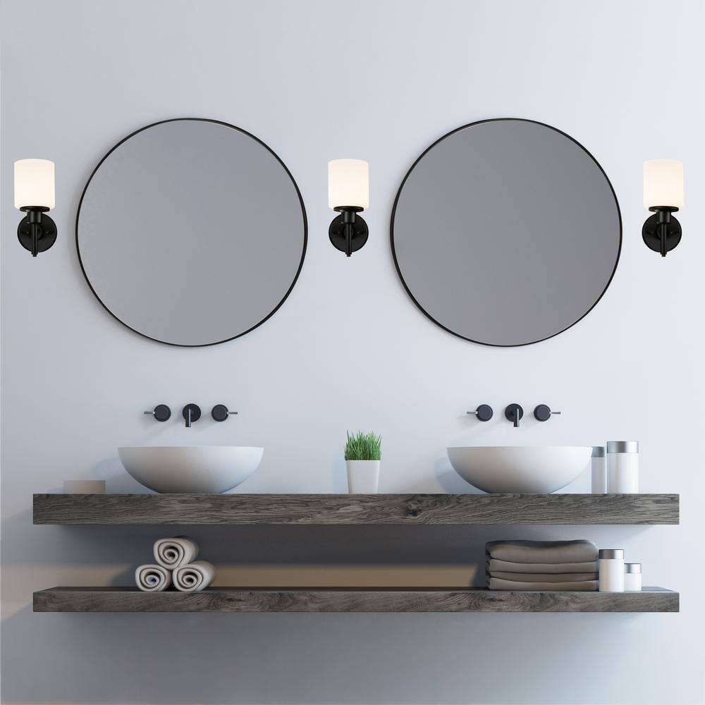 Kenna 24-Inch Round Silver Wood Vanity Mirror