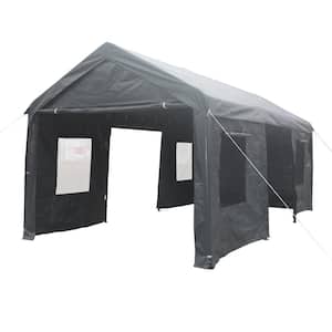 12 ft. x 20 ft. x 9.6 ft. Heavy-Duty Outdoor Portable Garage Ventilated Canopy Carports Car Shelter, Gray