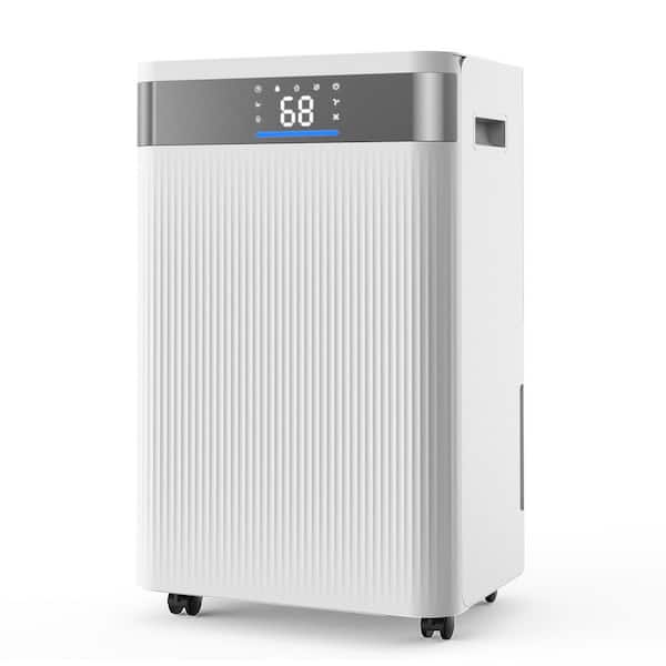 52 pt. 3000 sq. ft. Dehumidifier, Bucketless Commercial Dehumidifier in. White with Smart Humidity Control, Low Noise