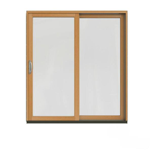 JELD-WEN 72 in. x 80 in. W-2500 Contemporary Black Clad Wood Right-Hand Full Lite Sliding Patio Door w/Stained Interior