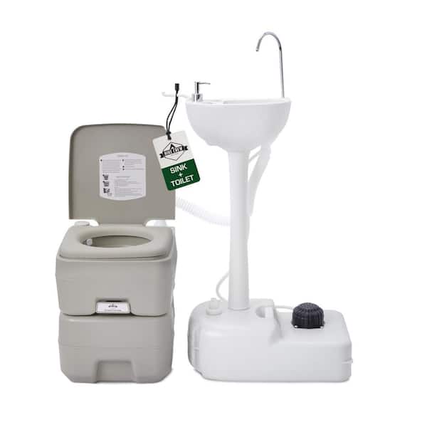 HIKE CREW Portable Camping Sink and Toilet - 4.5 Gal Outdoor Sink & Travel Toilet W/5 Gal Waste Tank