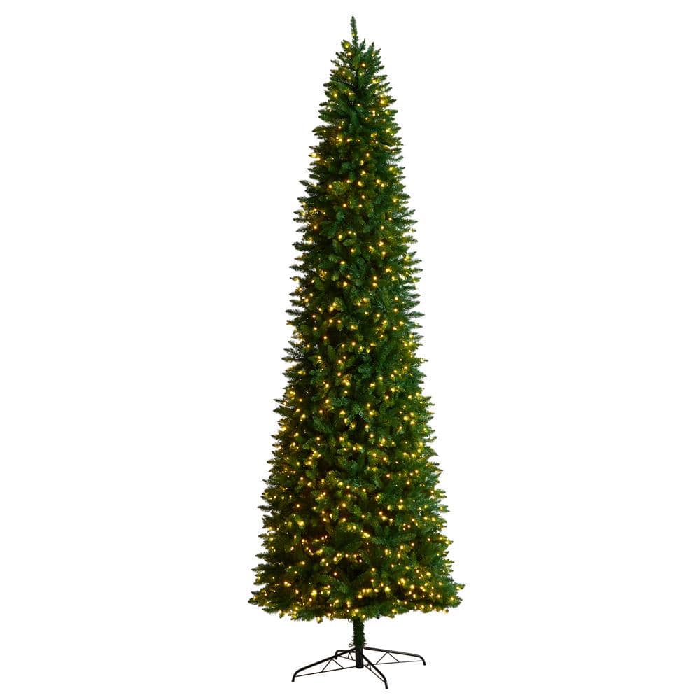 Nearly Natural 11 ft. Green Pre-Lit LED Slim Mountain Pine Artificial Christmas Tree with 950 Clear Lights