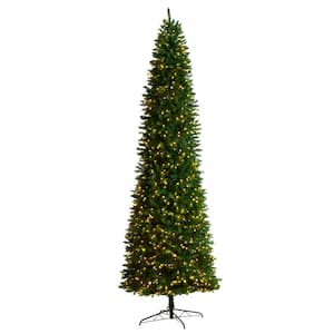 11 ft. Green Pre-Lit LED Slim Mountain Pine Artificial Christmas Tree with 950 Clear Lights