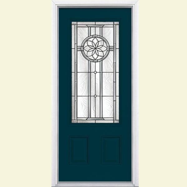 Masonite Carlsbad Three Quarter Rectangle Painted Steel Prehung Front Door with Brickmold-DISCONTINUED