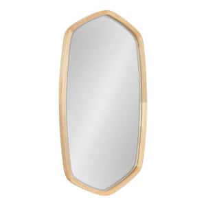 McLean 20.00 in. W x 36.00 in. H Oval Wood Natural Framed Mid Century Modern Hexagon Mirror