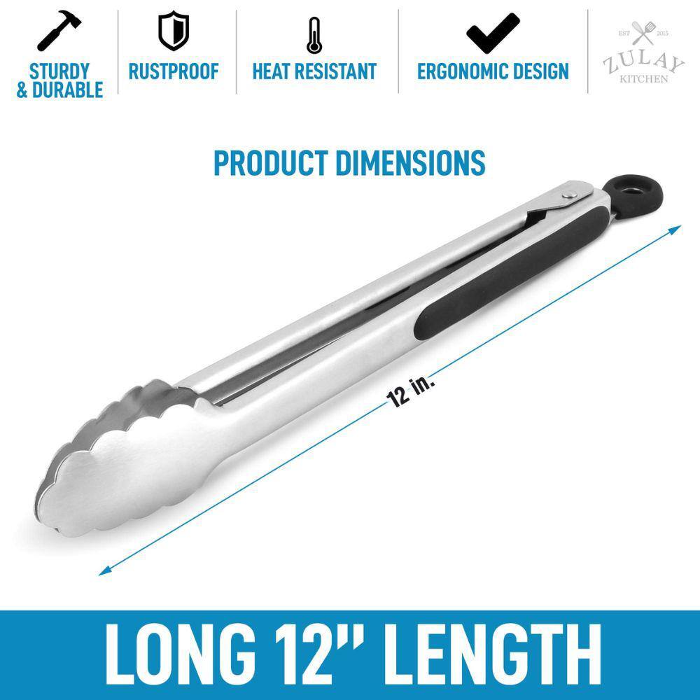 12-Inch Stainless Steel Scallop Head Kitchen Tongs